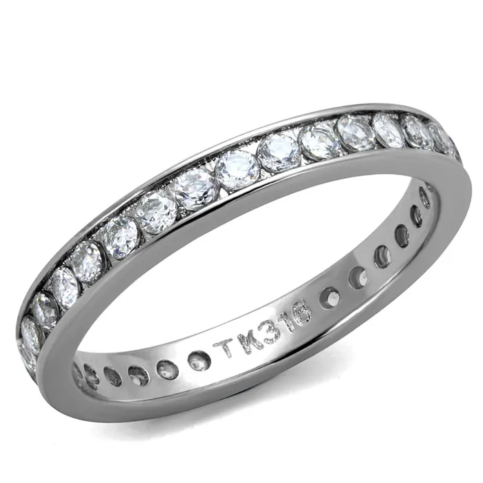 Rings Alamode TK2343 High polished no plating Stainless Steel Ring with AAA Grade CZ in Clear