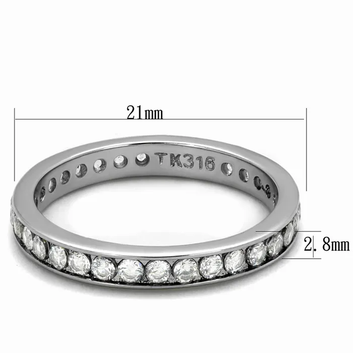 Rings Alamode TK2343 High polished no plating Stainless Steel Ring with AAA Grade CZ in Clear