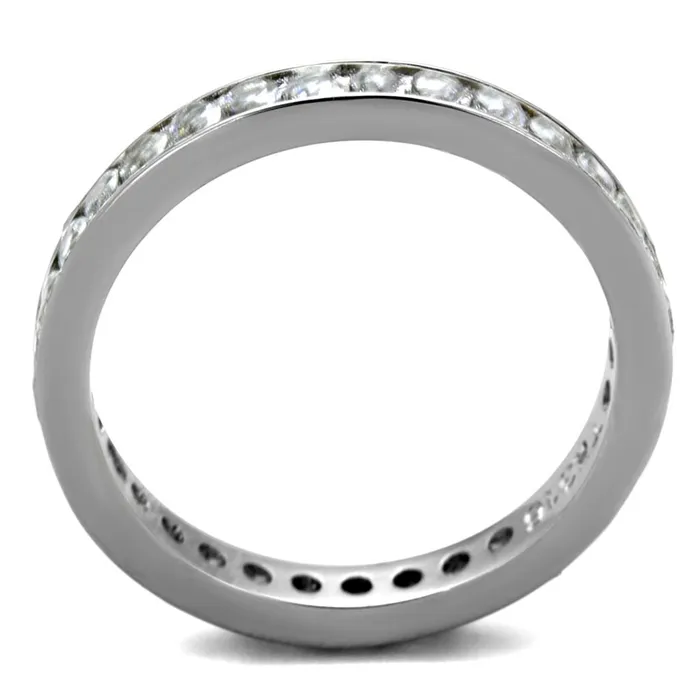 Rings Alamode TK2343 High polished no plating Stainless Steel Ring with AAA Grade CZ in Clear