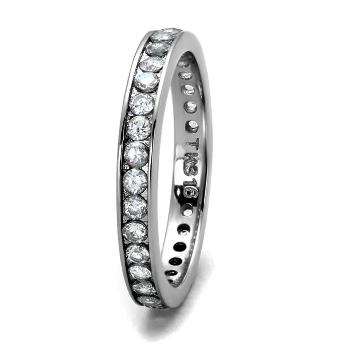Rings Alamode TK2343 High polished no plating Stainless Steel Ring with AAA Grade CZ in Clear