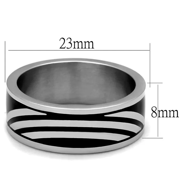 Rings Alamode TK2411 High polished no plating Stainless Steel Ring with Epoxy in Jet