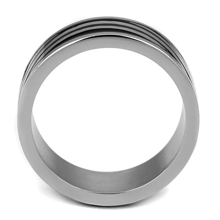 Rings Alamode TK2411 High polished no plating Stainless Steel Ring with Epoxy in Jet
