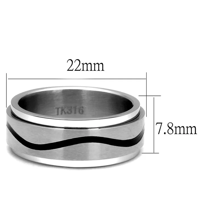 Rings Alamode TK2929 High polished no plating Stainless Steel Ring with Epoxy in Jet