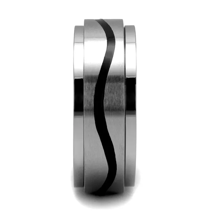Rings Alamode TK2929 High polished no plating Stainless Steel Ring with Epoxy in Jet