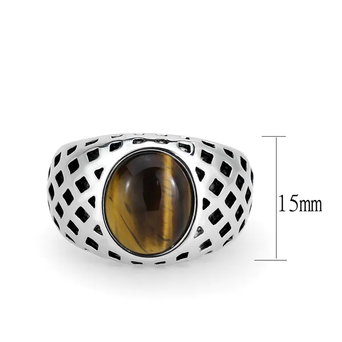 Rings Alamode TK3875 High polished no plating Stainless Steel Ring with Synthetic in Topaz