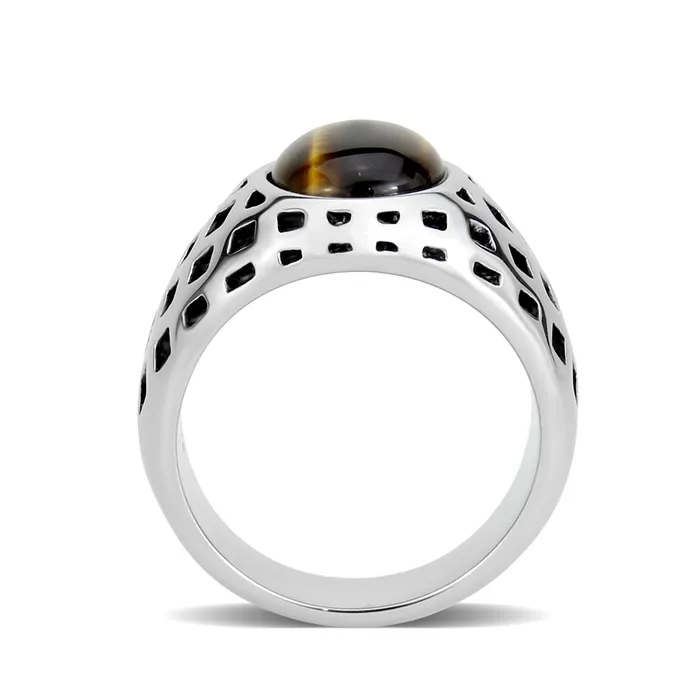 Rings Alamode TK3875 High polished no plating Stainless Steel Ring with Synthetic in Topaz
