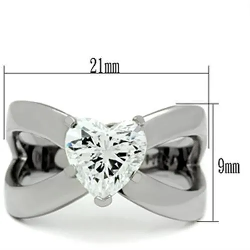 Rings Alamode TK390 High polished no plating Stainless Steel Ring with AAA Grade CZ in Clear