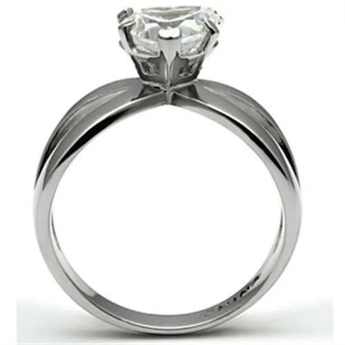 Rings Alamode TK390 High polished no plating Stainless Steel Ring with AAA Grade CZ in Clear