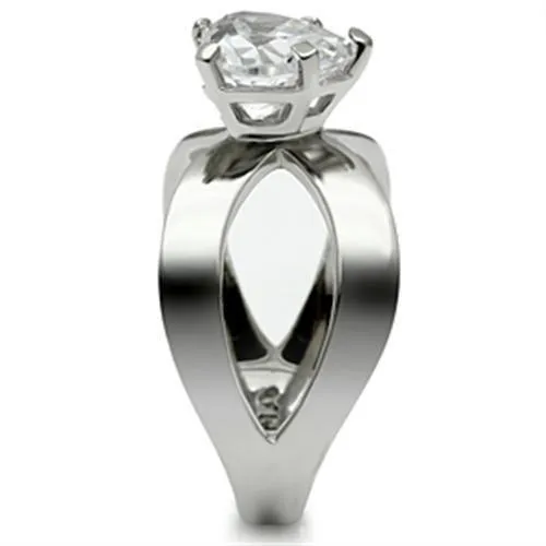 Rings Alamode TK390 High polished no plating Stainless Steel Ring with AAA Grade CZ in Clear