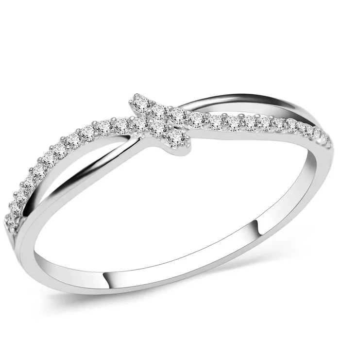 Rings Alamode TS074 Rhodium 925 Sterling Silver Ring with AAA Grade CZ in Clear Rings Alamode TS074 Rhodium 925 Sterling Silver Ring with AAA Grade CZ in Clear