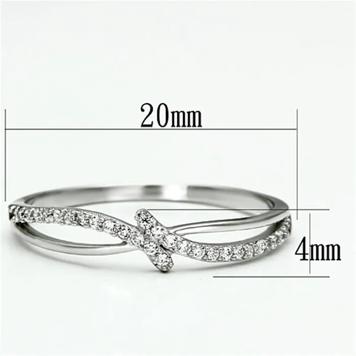 Rings Alamode TS074 Rhodium 925 Sterling Silver Ring with AAA Grade CZ in Clear