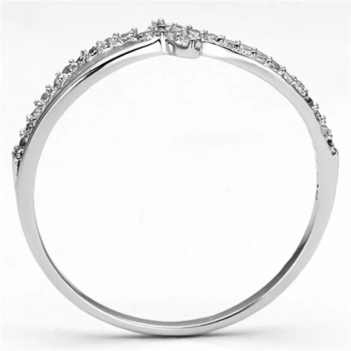 Rings Alamode TS074 Rhodium 925 Sterling Silver Ring with AAA Grade CZ in Clear