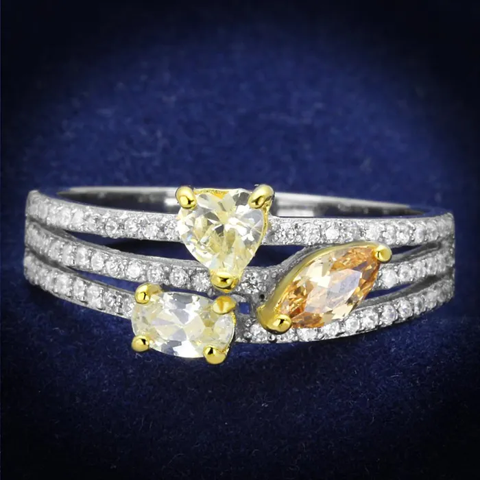Rings Alamode TS250 Reverse TwoTone 925 Sterling Silver Ring with AAA Grade CZ in Multi Color Rings Alamode TS250 Reverse TwoTone 925 Sterling Silver Ring with AAA Grade CZ in Multi Color