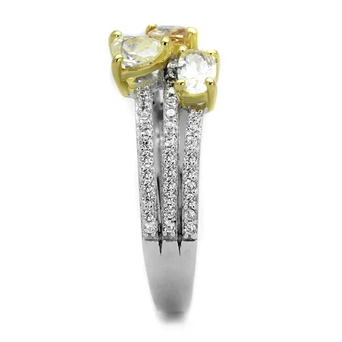 Rings Alamode TS250 Reverse TwoTone 925 Sterling Silver Ring with AAA Grade CZ in Multi Color