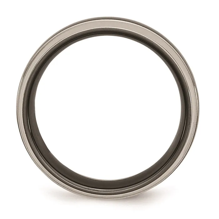 Rings Chisel Titanium Black Ti Twotone 7mm Polished Band TB229 Rings Chisel Titanium Black Ti Twotone 7mm Polished Band TB229