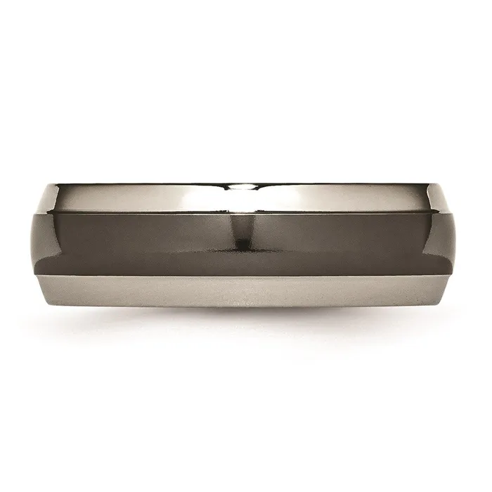 Rings Chisel Titanium Black Ti Twotone 7mm Polished Band TB229 Rings Chisel Titanium Black Ti Twotone 7mm Polished Band TB229