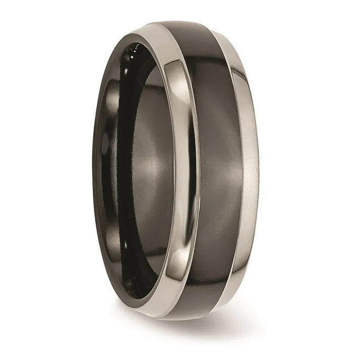 Rings Chisel Titanium Black Ti Twotone 7mm Polished Band TB229 Rings Chisel Titanium Black Ti Twotone 7mm Polished Band TB229