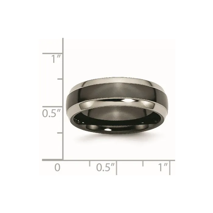 Rings Chisel Titanium Black Ti Twotone 7mm Polished Band TB229 Rings Chisel Titanium Black Ti Twotone 7mm Polished Band TB229