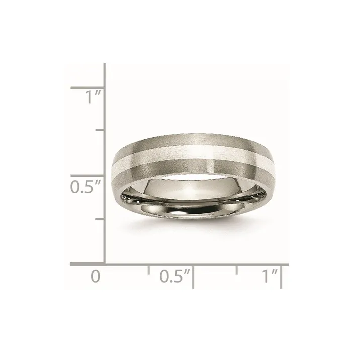 Rings Chisel Titanium Sterling Silver Inlay 6mm Brushed Band TB210 Rings Chisel Titanium Sterling Silver Inlay 6mm Brushed Band TB210