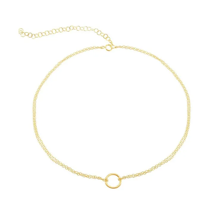 Rings Classic Sterling Silver GP Double Strand with Open Circle Choker