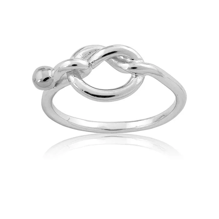 Rings Classic Sterling Silver Love Knot with Bead Ring W9737