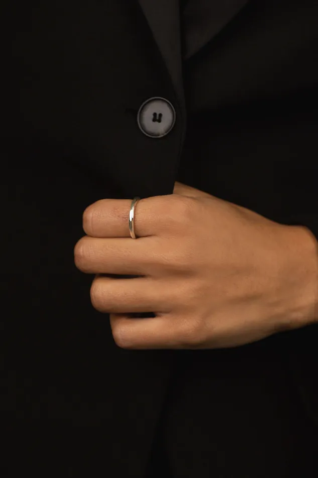 Rings Kty Round Hammered Ring Silver