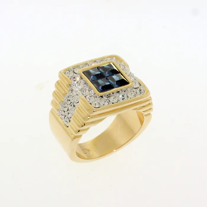 Rings LO5M252 Ion Gold Plating Brass Ring with Synthetic Glass in Montana Alamode Rings LO5M252 Ion Gold Plating Brass Ring with Synthetic Glass in Montana Alamode