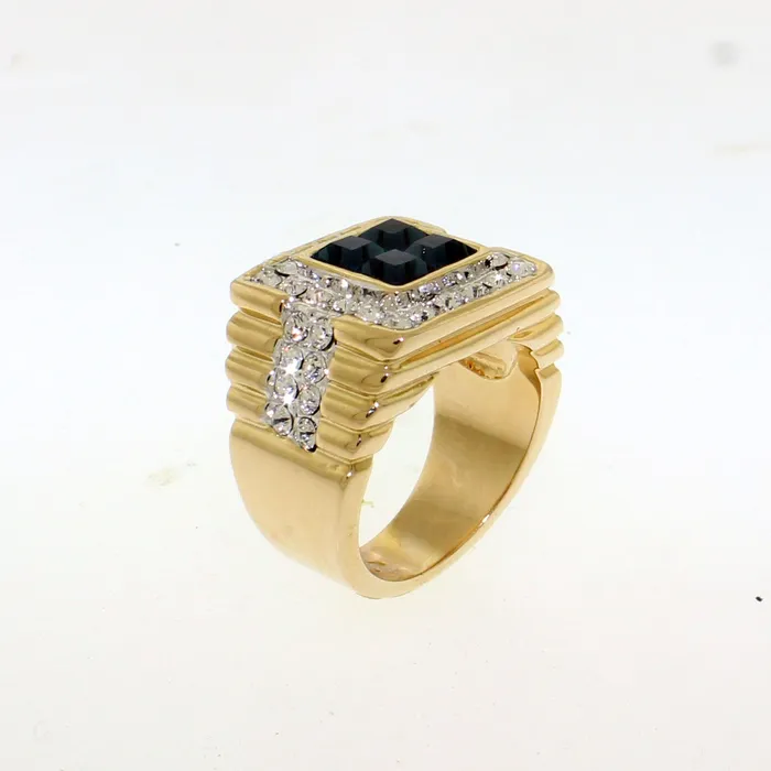 Rings LO5M252 Ion Gold Plating Brass Ring with Synthetic Glass in Montana Alamode