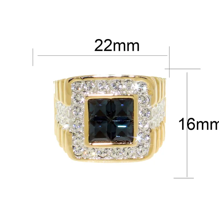 Rings LO5M252 Ion Gold Plating Brass Ring with Synthetic Glass in Montana Alamode
