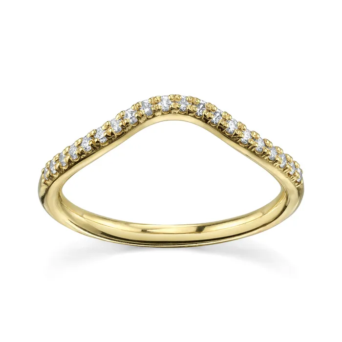 Rings Marrow Fine White Diamond Simple Wave Band