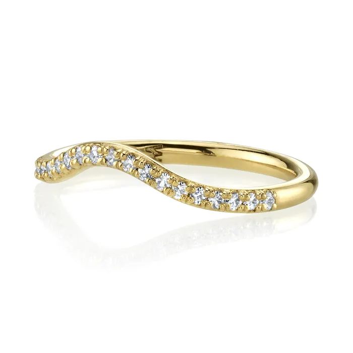 Rings Marrow Fine White Diamond Simple Wave Band Rings Marrow Fine White Diamond Simple Wave Band