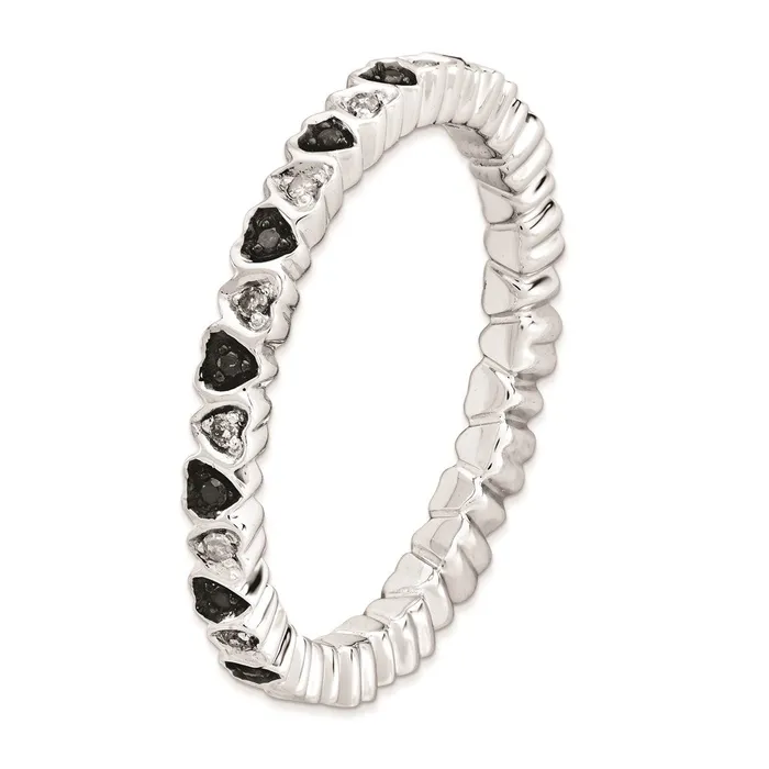 Rings Stackable Expressions Sterling Silver Stackable Expressions Hearts Black White Diamond Ring QSK1055 Rings Stackable Expressions Sterling Silver Stackable Expressions Hearts Black White Diamond Ring QSK1055