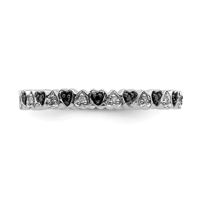 Rings Stackable Expressions Sterling Silver Stackable Expressions Hearts Black White Diamond Ring QSK1055 Rings Stackable Expressions Sterling Silver Stackable Expressions Hearts Black White Diamond Ring QSK1055