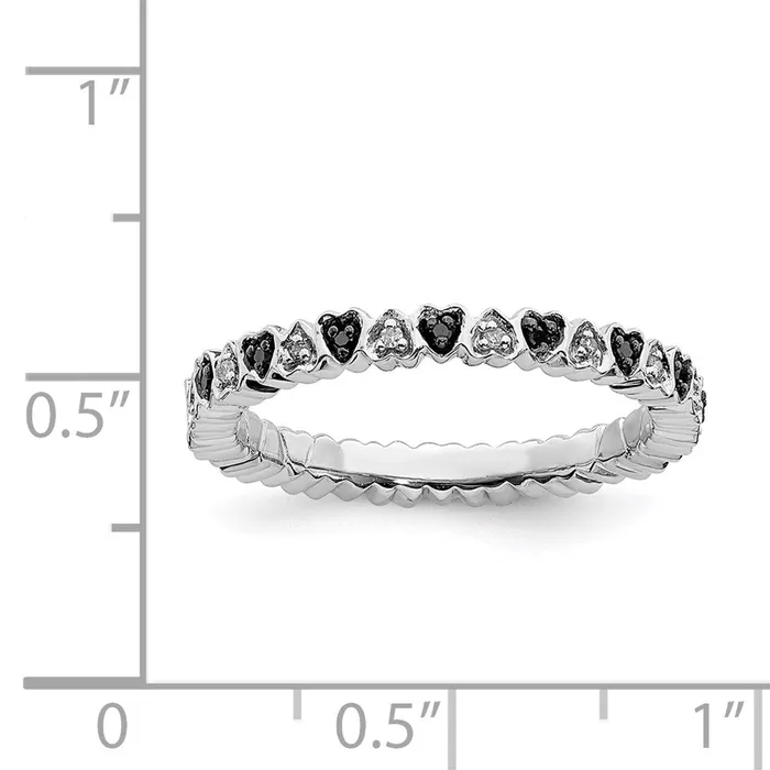 Rings Stackable Expressions Sterling Silver Stackable Expressions Hearts Black White Diamond Ring QSK1055 Rings Stackable Expressions Sterling Silver Stackable Expressions Hearts Black White Diamond Ring QSK1055