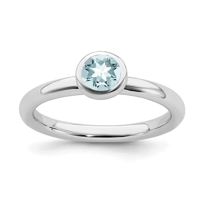 Rings Stackable Expressions Sterling Silver Stackable Expressions Low 5mm Round Aquamarine Ring QSK510 Rings Stackable Expressions Sterling Silver Stackable Expressions Low 5mm Round Aquamarine Ring QSK510