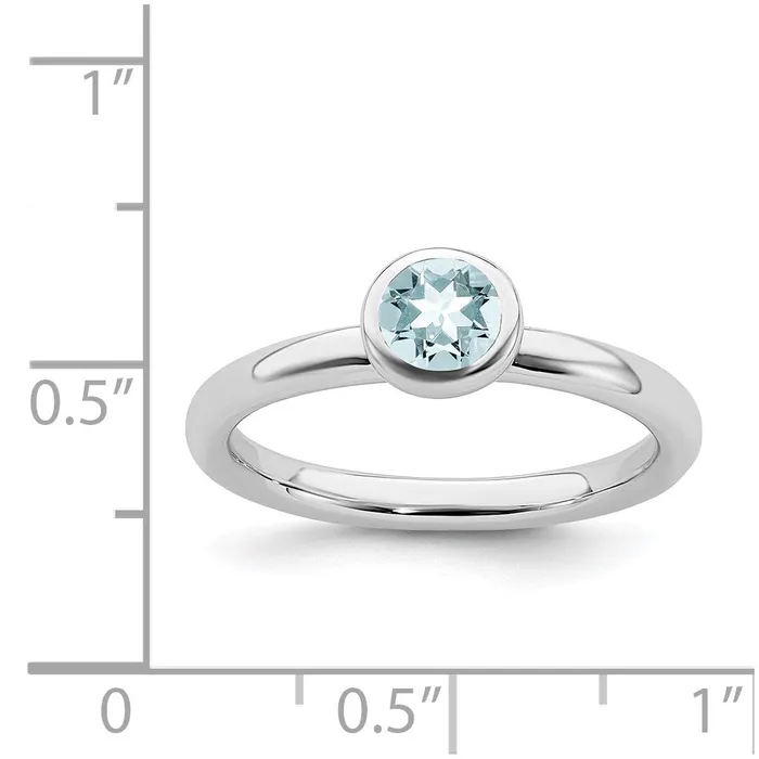 Rings Stackable Expressions Sterling Silver Stackable Expressions Low 5mm Round Aquamarine Ring QSK510 Rings Stackable Expressions Sterling Silver Stackable Expressions Low 5mm Round Aquamarine Ring QSK510