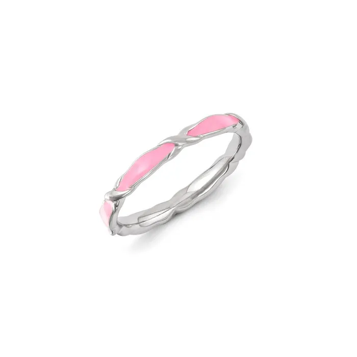 Rings Stackable Expressions Sterling Silver Stackable Expressions Pink Enameled Ring QSK1153 Rings Stackable Expressions Sterling Silver Stackable Expressions Pink Enameled Ring QSK1153