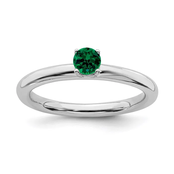 Rings Stackable Expressions Sterling Silver Stackable Expressions Rhodium Cr Emerald Ring QSK1903 Rings Stackable Expressions Sterling Silver Stackable Expressions Rhodium Cr Emerald Ring QSK1903