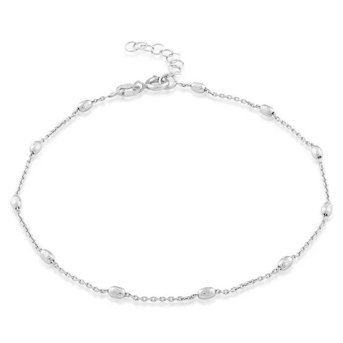 Rings Sterling Silver Diamond Cut 11 Oval Beads Anklet Classic