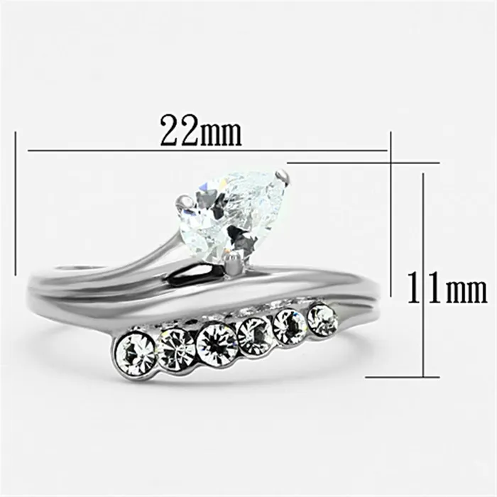 Rings TK1080 High polished no plating Stainless Steel Ring with AAA Grade CZ in Clear Alamode