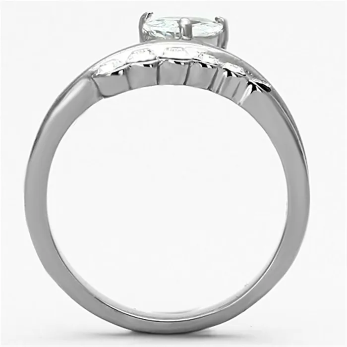 Rings TK1080 High polished no plating Stainless Steel Ring with AAA Grade CZ in Clear Alamode