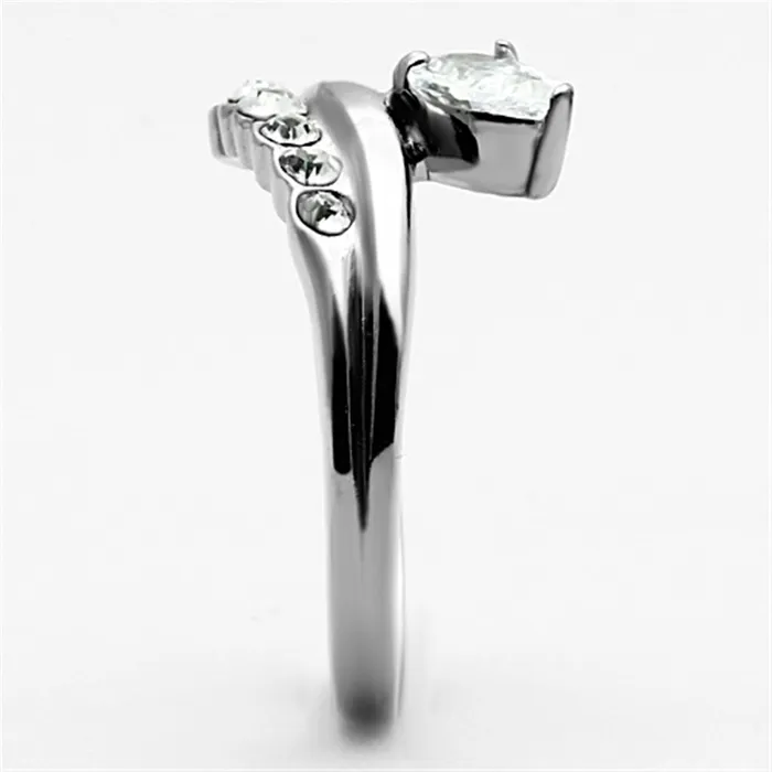 Rings TK1080 High polished no plating Stainless Steel Ring with AAA Grade CZ in Clear Alamode