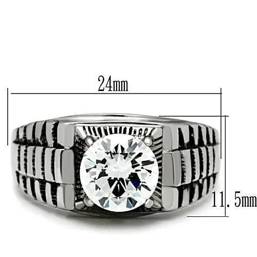 Rings TK485 High polished no plating Stainless Steel Ring with AAA Grade CZ in Clear Alamode