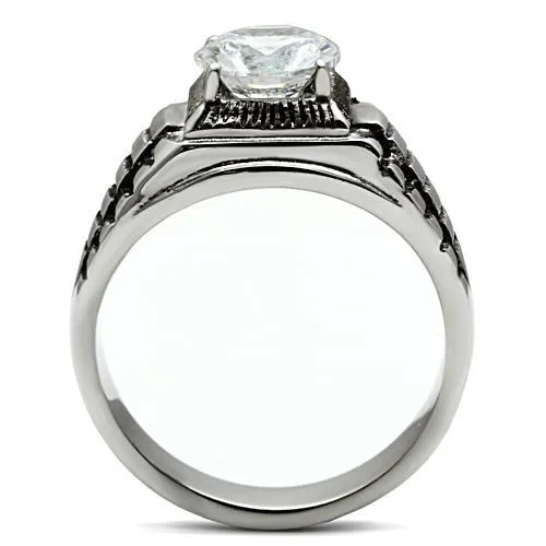 Rings TK485 High polished no plating Stainless Steel Ring with AAA Grade CZ in Clear Alamode