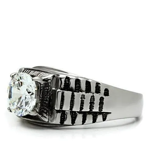 Rings TK485 High polished no plating Stainless Steel Ring with AAA Grade CZ in Clear Alamode