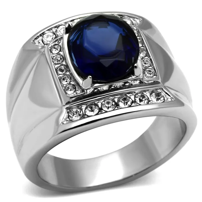 Rings TK699 High polished no plating Stainless Steel Ring with Synthetic Synthetic Glass in Montana Alamode Rings TK699 High polished no plating Stainless Steel Ring with Synthetic Synthetic Glass in Montana Alamode
