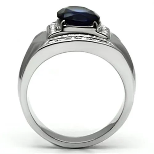 Rings TK699 High polished no plating Stainless Steel Ring with Synthetic Synthetic Glass in Montana Alamode