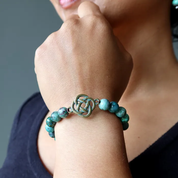 Satin Crystals Bracelets Chrysocolla Bracelet Celtic Cross Connection