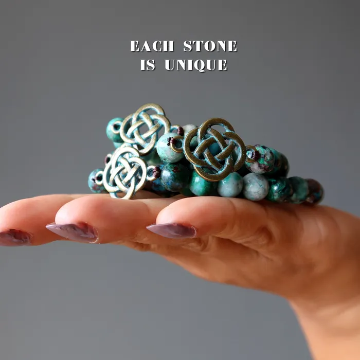 Satin Crystals Bracelets Chrysocolla Bracelet Celtic Cross Connection