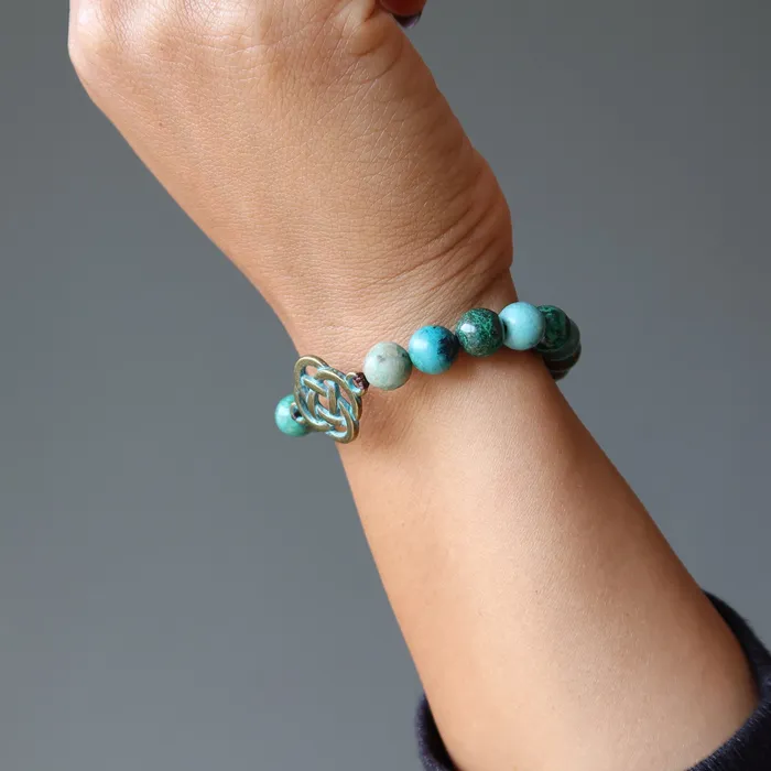 Satin Crystals Bracelets Chrysocolla Bracelet Celtic Cross Connection